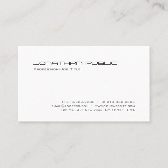 Elegant Modern Minimalistic Design Trendy Plain Business Card (Front)