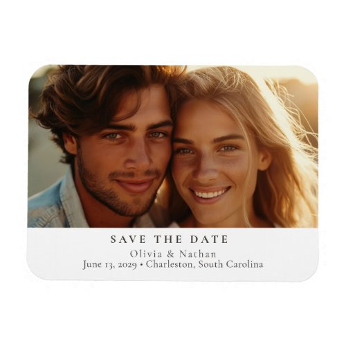 Elegant Modern Minimalistic Photo Save the Date  Magnet