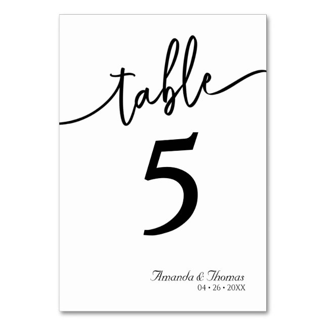 Elegant Modern Minimalistic Table Card (Back)