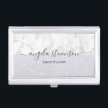 Elegant modern mint glitter makeup artist business card case<br><div class="desc">Modern design featuring faux glitter texture,  white marble and elegant calligraphy font.</div>