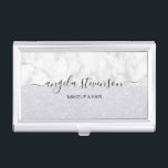 Elegant modern mint glitter makeup artist business card case<br><div class="desc">Modern design featuring faux glitter texture,  white marble and elegant calligraphy font.</div>