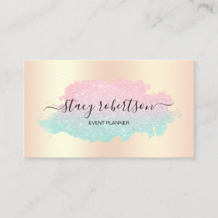 Elegant modern mint & rose gold glitter planner business card