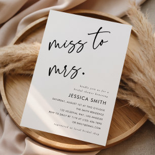 Elegant Modern Miss to Mrs. Bridal Shower Invitation