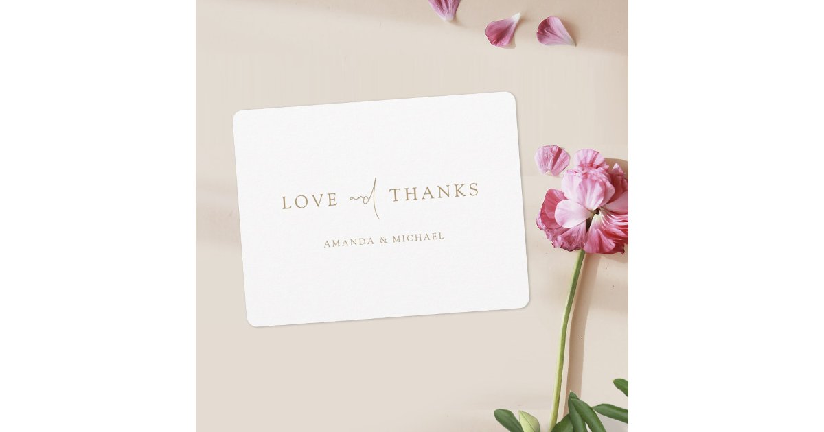 Elegant Modern Mixed Font Gold Wedding Thank You Card | Zazzle