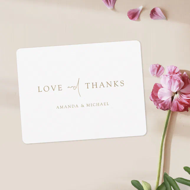 Elegant Modern Mixed Font Gold Wedding Thank You Card | Zazzle