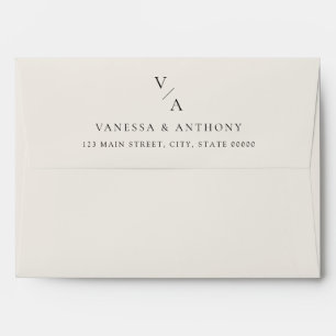 Elegant Modern Monogram Black and Ivory Wedding Envelope