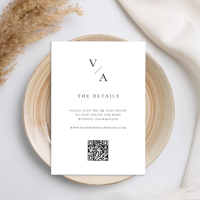 Elegant Modern Monogram Black and White Wedding Enclosure Card (Creator Uploaded)