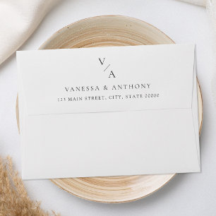 Elegant Modern Monogram Black and White Wedding Envelope