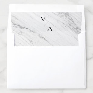 Elegant Modern Monogram Black and White Wedding Envelope Liner