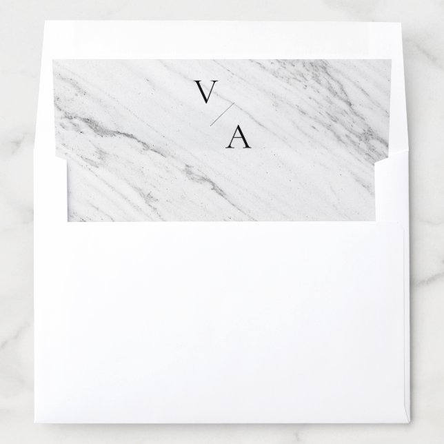 Elegant Modern Monogram Black and White Wedding Envelope Liner (In Envelope)
