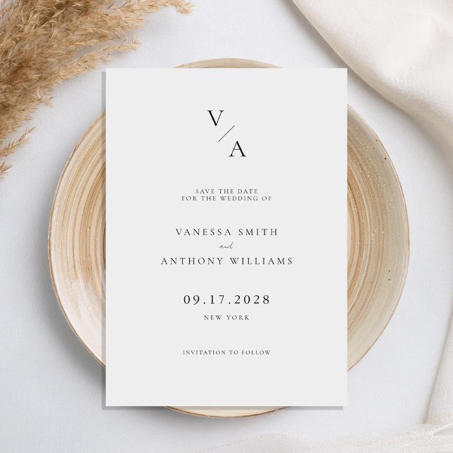 Elegant Modern Monogram Black and White Wedding Save The Date (Creator Uploaded)
