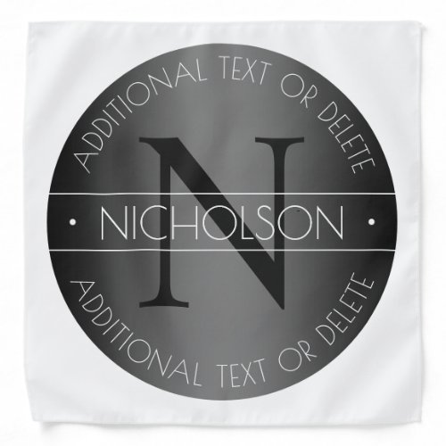 Elegant Modern Monogram Black  White Shading Bandana