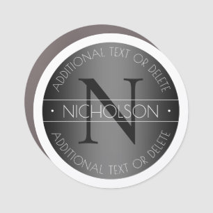 Elegant Modern Monogram Black & White Shading Car Magnet