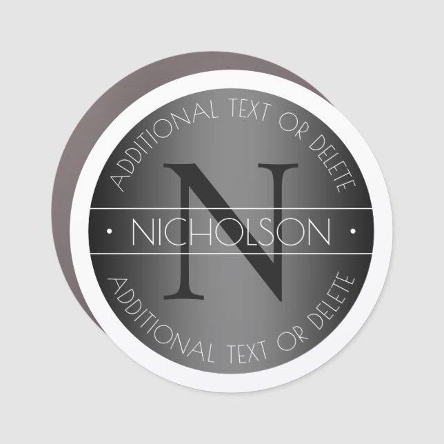 Elegant Modern Monogram Black & White Shading Car Magnet (Front)