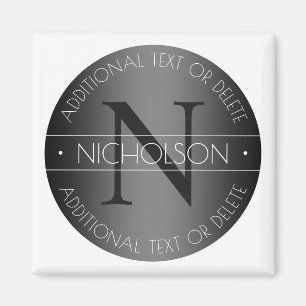 Elegant Modern Monogram Black & White Shading Magnet