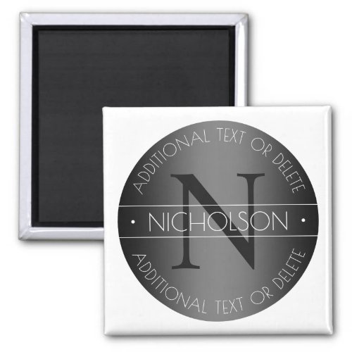 Elegant Modern Monogram Black  White Shading Magnet