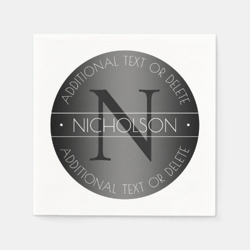 Elegant Modern Monogram Black  White Shading Napkins