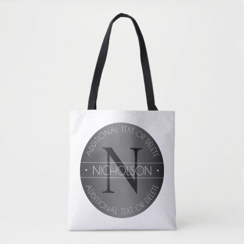 Elegant Modern Monogram Black  White Shading Tote Bag