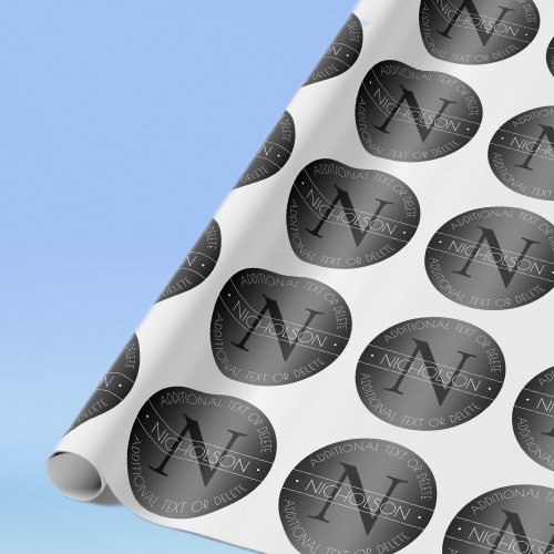 Elegant Modern Monogram Black  White Shading Wrapping Paper
