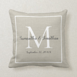 Elegant Modern Monogram Chic Wedding Keepsake Throw Pillow