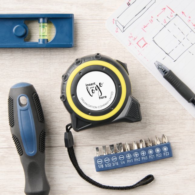  Elegant Modern Monogram Corporate Logo Yellow Tape Measure (Workshop)