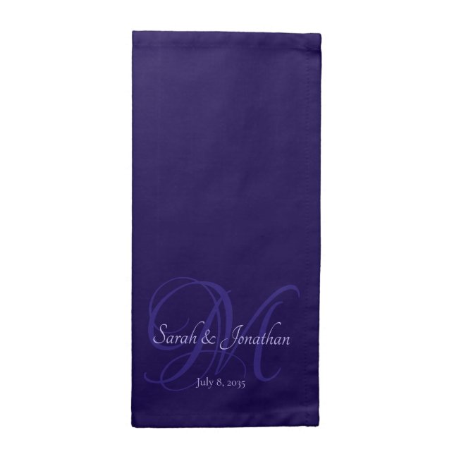 Elegant Modern Monogram Couples Typography Blue Cloth Napkin (Half Fold)