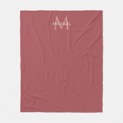 Elegant Modern Monogram Custom Template Rose Home Fleece Blanket