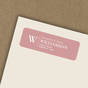 Elegant Modern Monogram Dusty Rose Return Address Label