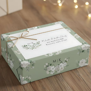 Elegant modern monogram eucalyptus return address  label