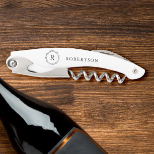 Elegant Modern Monogram Family Name Waiter's Corkscrew