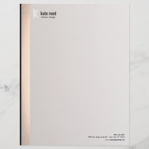 Elegant Modern Monogram FAUX Silver Striped Letterhead