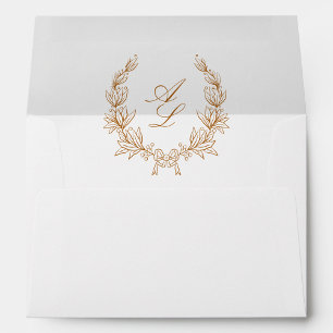 Elegant Modern Monogram Floral Wreath Wedding Envelope