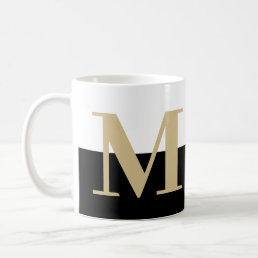 Elegant Modern Monogram Gift Gold Black Coffee Mug