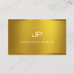 Elegant Modern Monogram Glamour Gold Look Plain Business Card