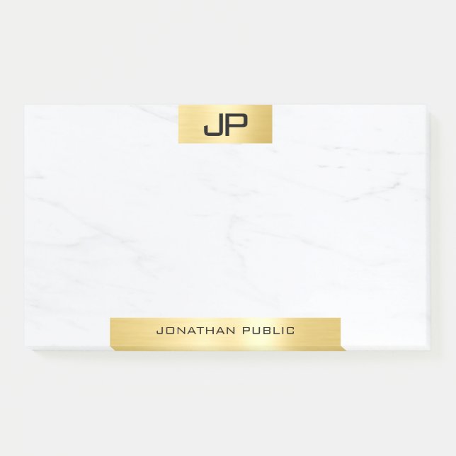 Elegant Modern Monogram Gold Marble Template Post-it Notes (Front)
