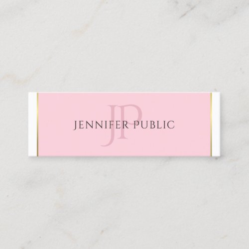Elegant Modern Monogram Gold Pink Trendy Plain Mini Business Card