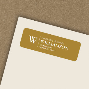 Elegant Modern Monogram Gold Return Address Label