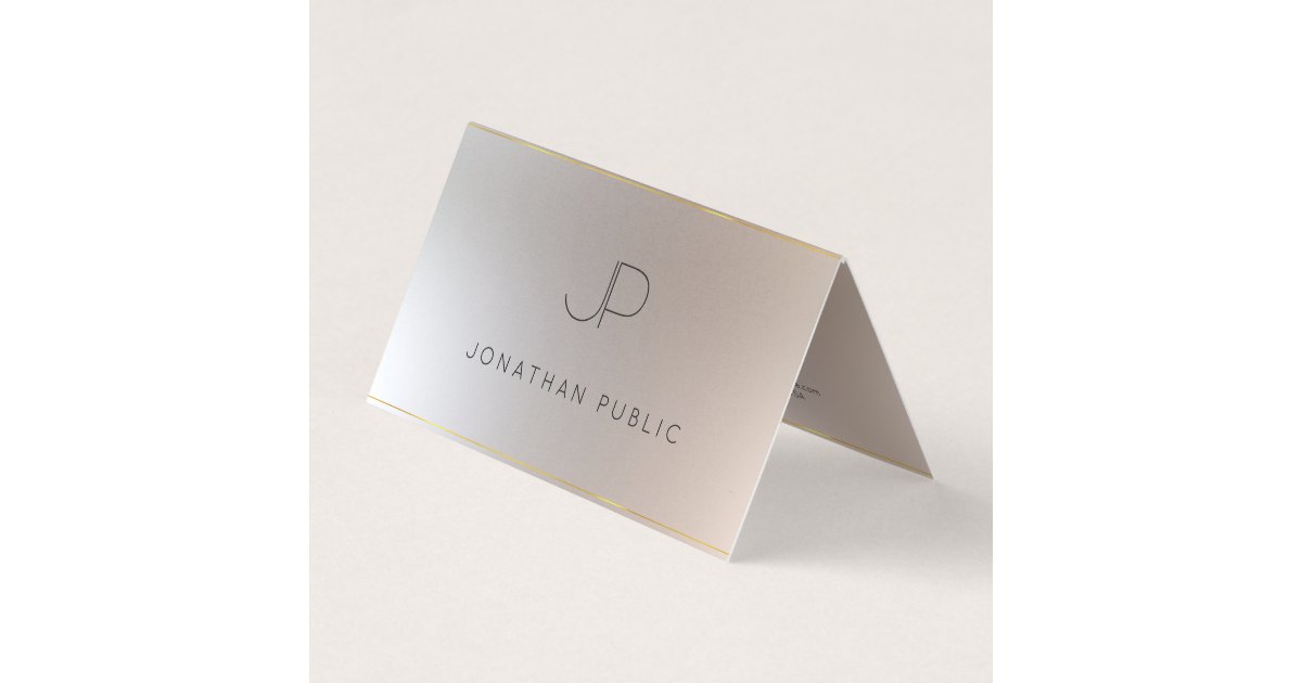 Elegant Modern Monogram Gold Silver Look Template Business Card | Zazzle