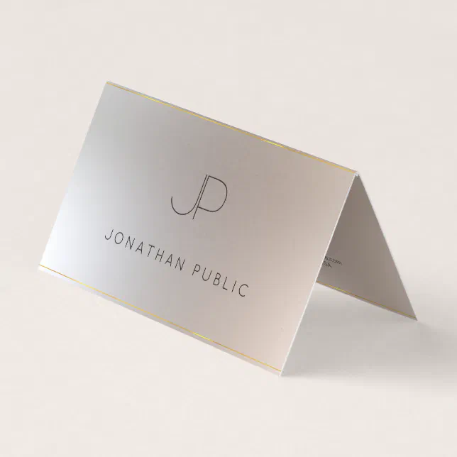 Elegant Modern Monogram Gold Silver Look Template Business Card | Zazzle