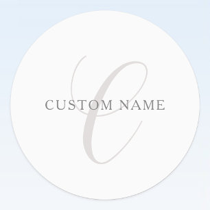 Elegant Modern Monogram   Grey & White (editable) Labels
