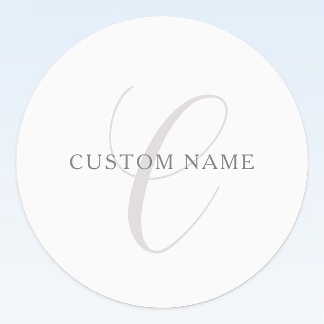 Elegant Modern Monogram | Grey & White (editable) Labels (Creator Uploaded)