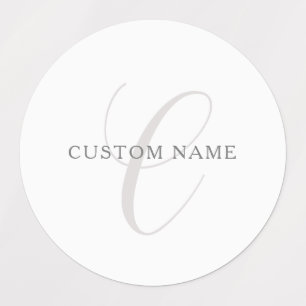 Elegant Modern Monogram Grey & White (editable) Labels