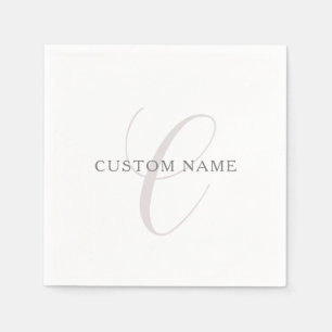 Elegant Modern Monogram   Grey & White (editable) Napkins