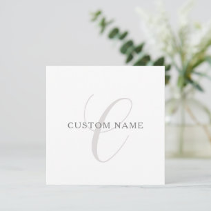 Elegant Modern Monogram Grey & White (editable) Note Card