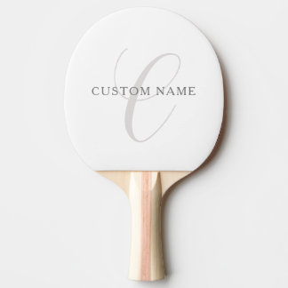 Elegant Modern Monogram | Grey & White (editable) Ping Pong Paddle