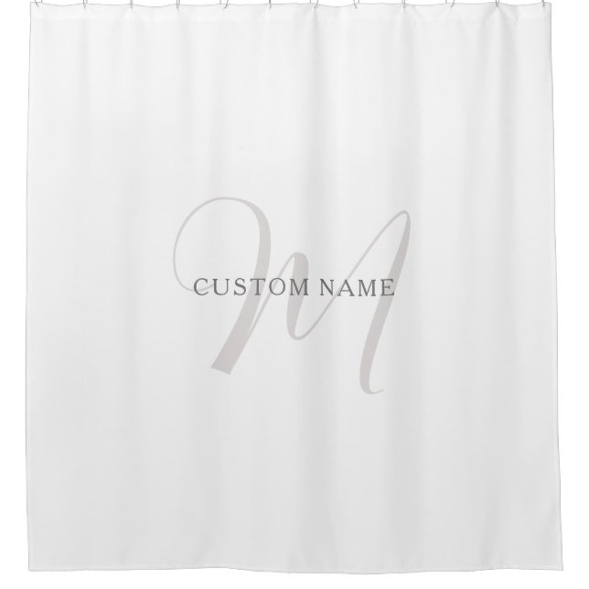 Elegant Modern Monogram | Grey & White (editable) Shower Curtain (Front)