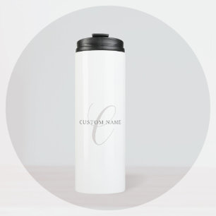 Elegant Modern Monogram Grey & White (editable) Thermal Tumbler