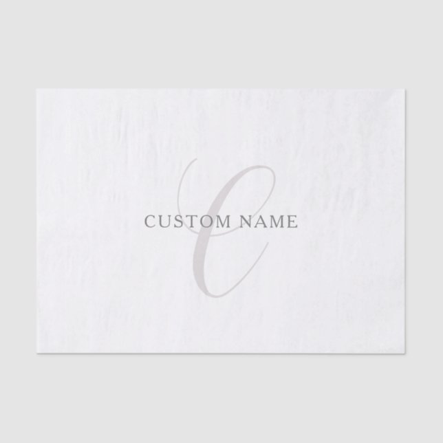 Elegant Modern Monogram | Grey & White (editable) Tissue Paper (Front)