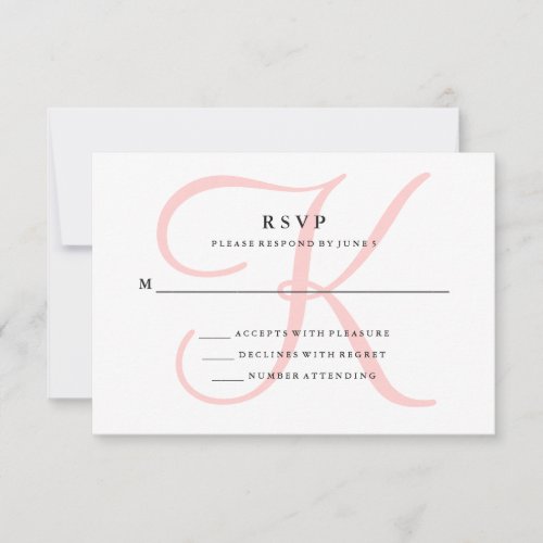 Elegant Modern Monogram in Pink RSVP