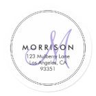 Elegant Modern Monogram Lavender Return Address